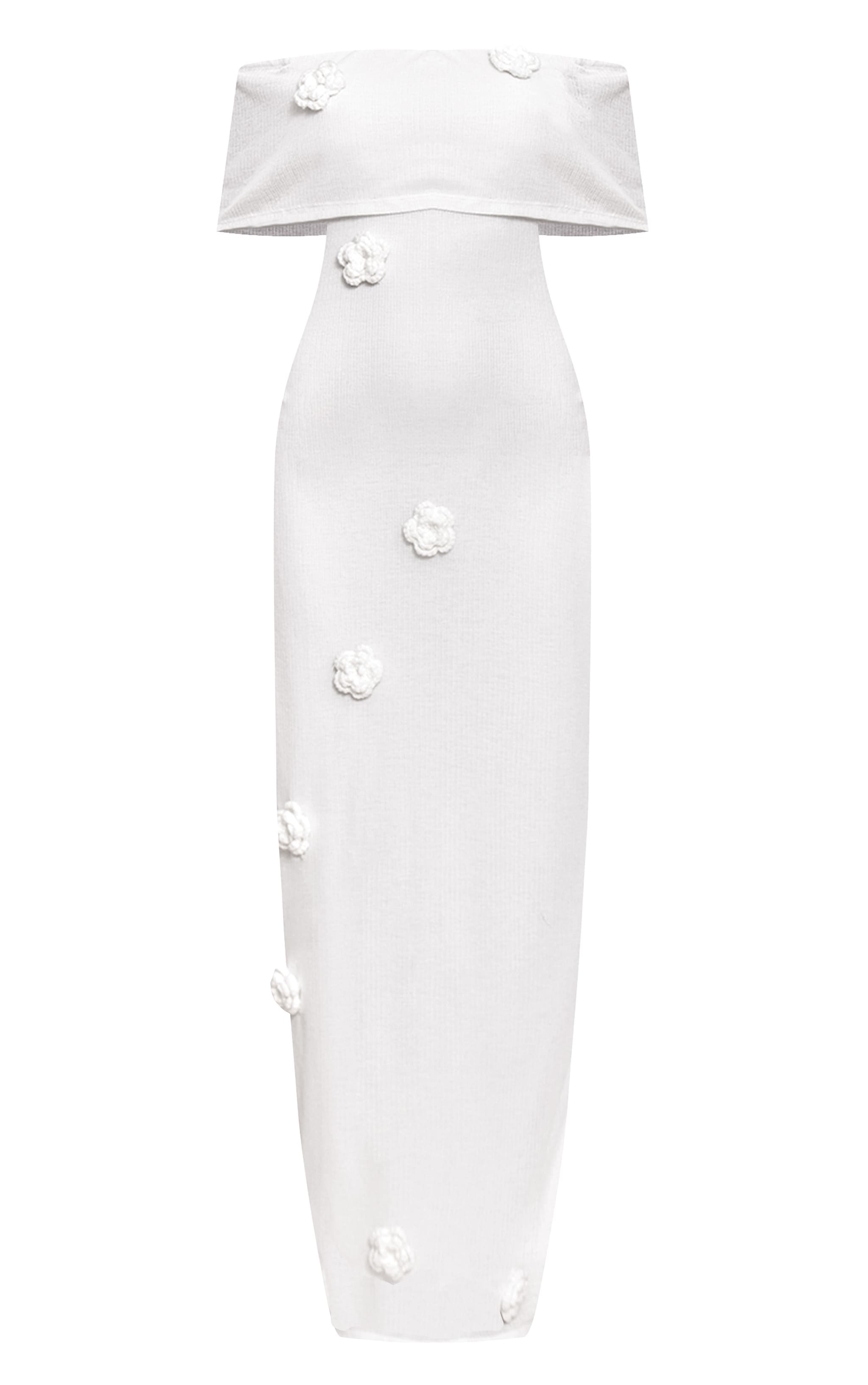 Petite Cream Floral Applique Knitted Maxi Dress image 5