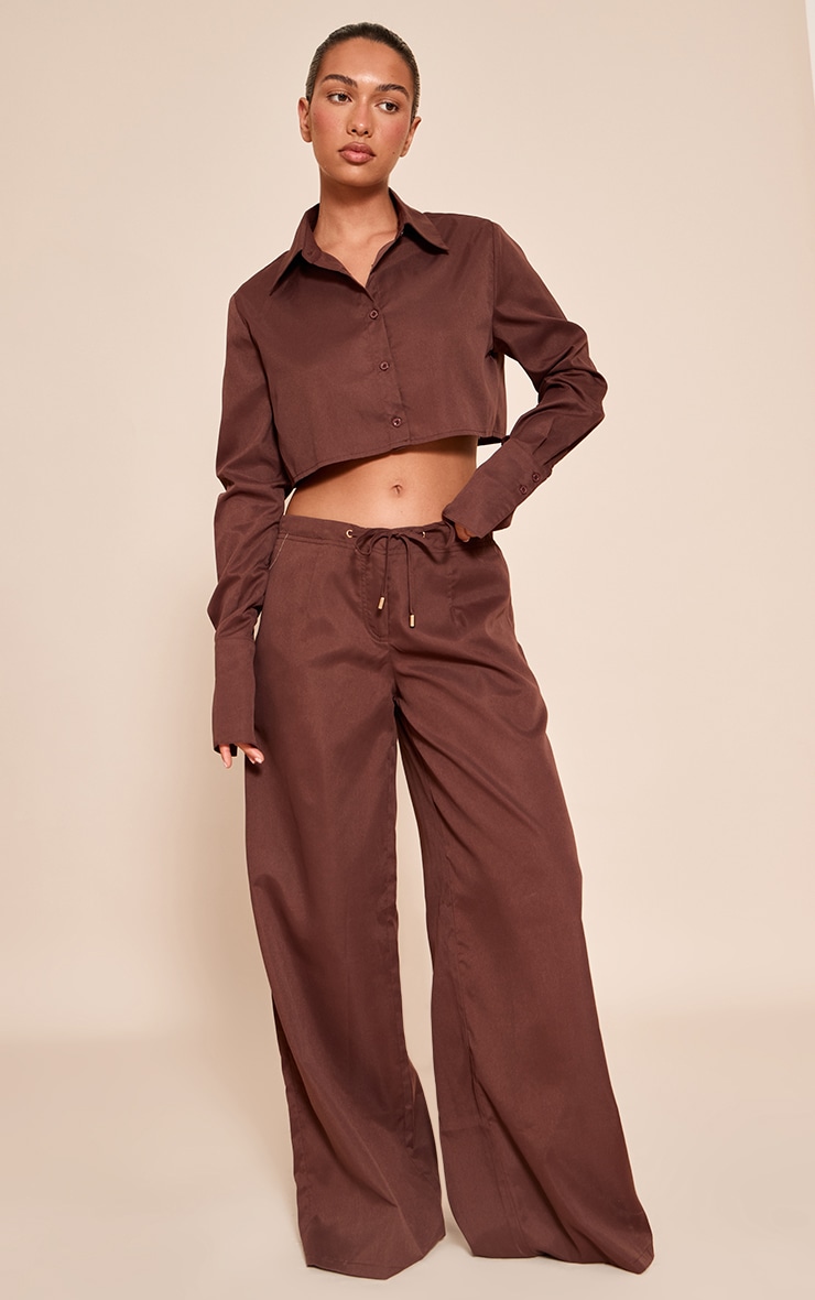Dark Brown Cropped Shirt image 3