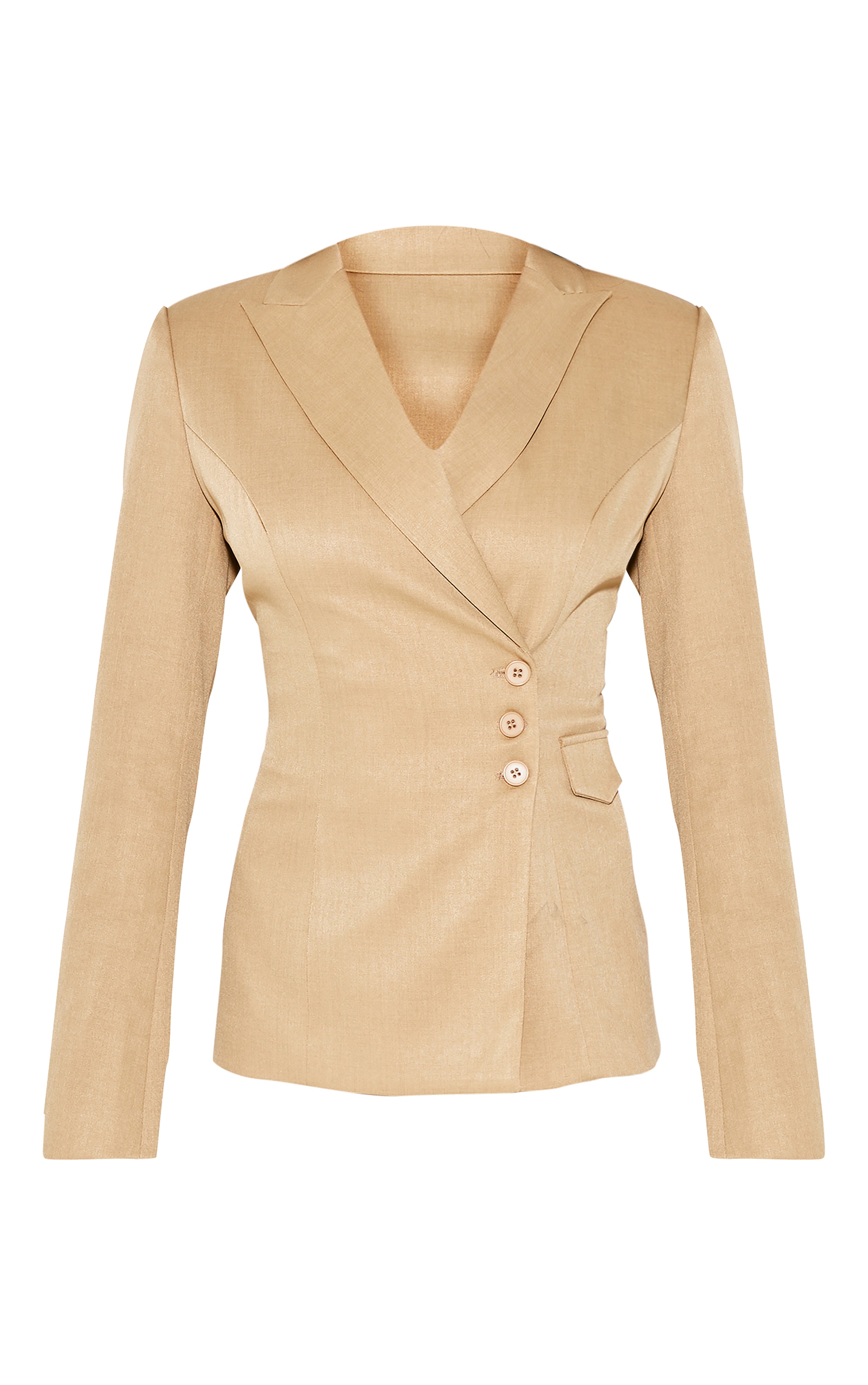 Blazer de tailleur tissé sable à taille cintrée image 5