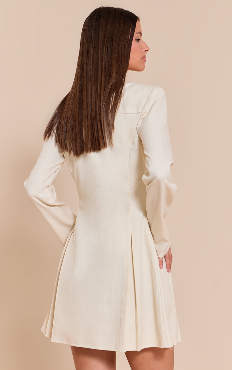 Cream Button Up Pleated Shirt Dress image 2
