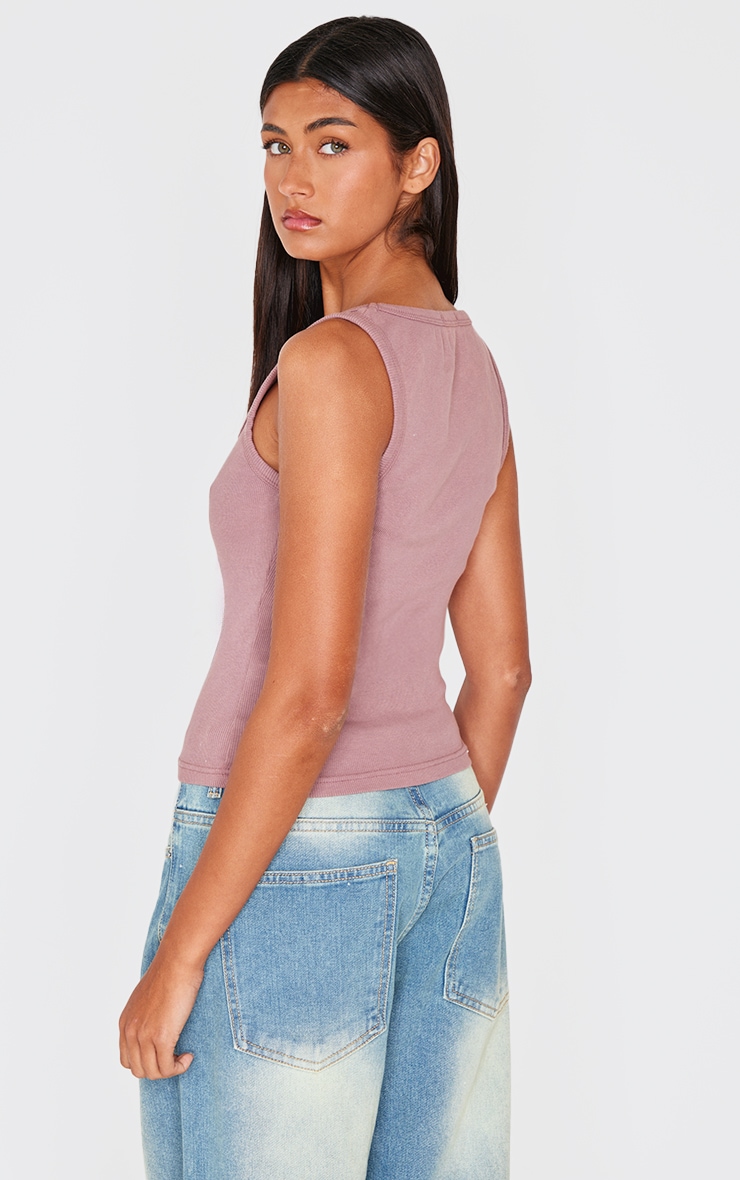 Mauve Washed Ribbed Longline Vest image 2