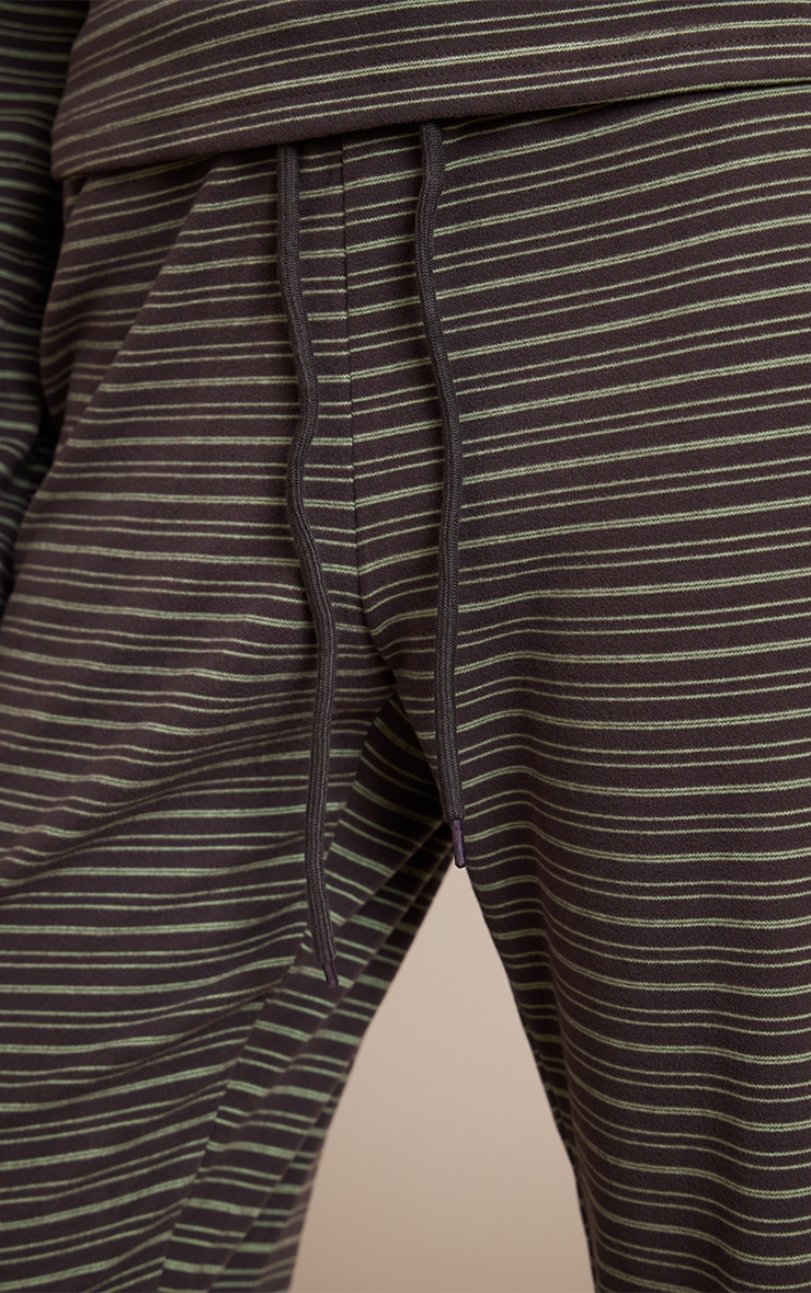 Chocolate Soft Fleece Pinstripe Skinny Flare Pant  image 4