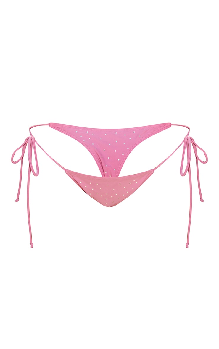 Bas de maillot de bain lilas strassé noué sur les côtés image 5