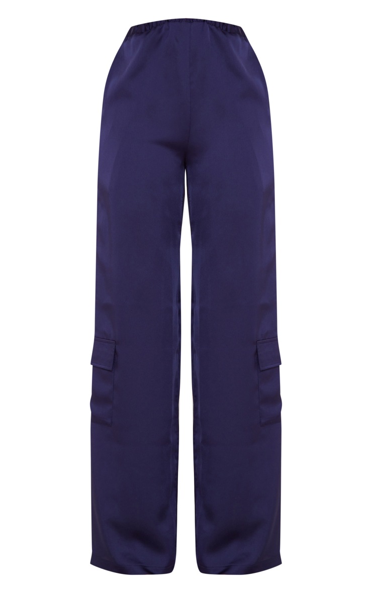 Tall Navy Satin Cargo Pants Tall PrettyLittleThing USA