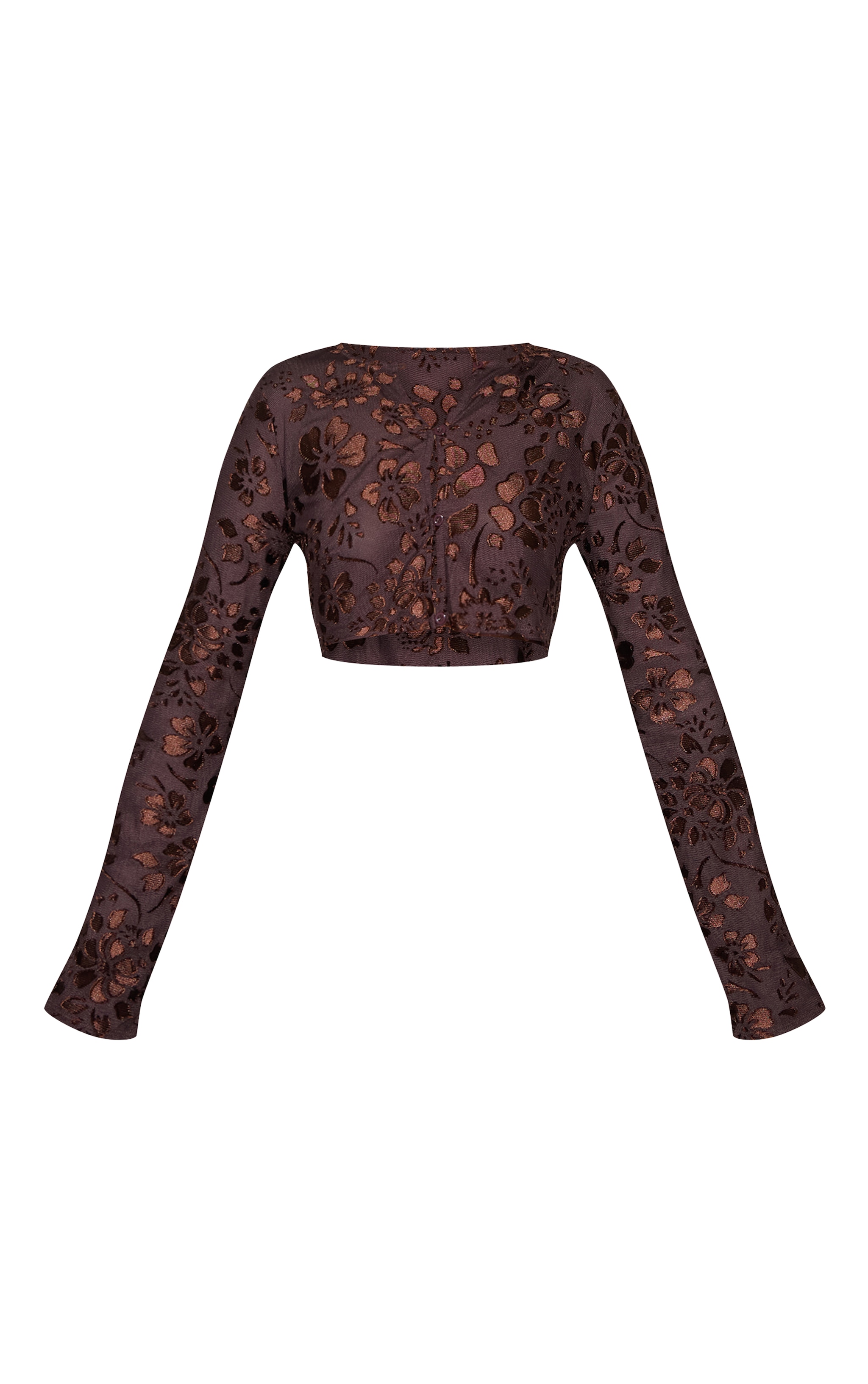 Chocolate Floral Button Cropped Top image 5