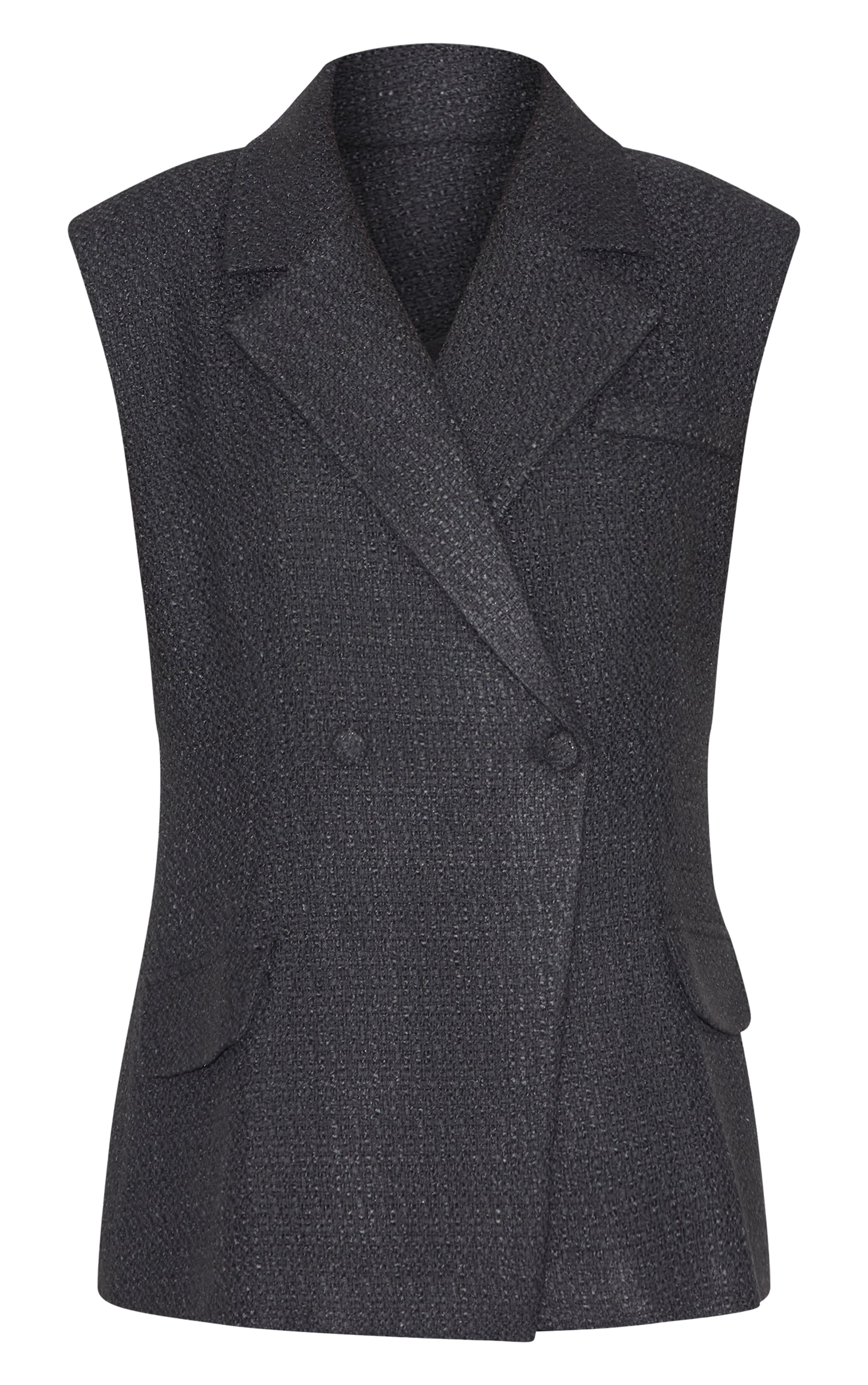 Black Tweed Double Breasted Waistcoat image 5