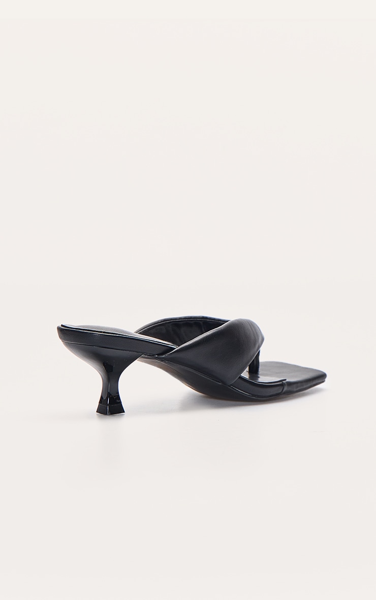 Black Pu Toe Thong Square Toe Mule image 4