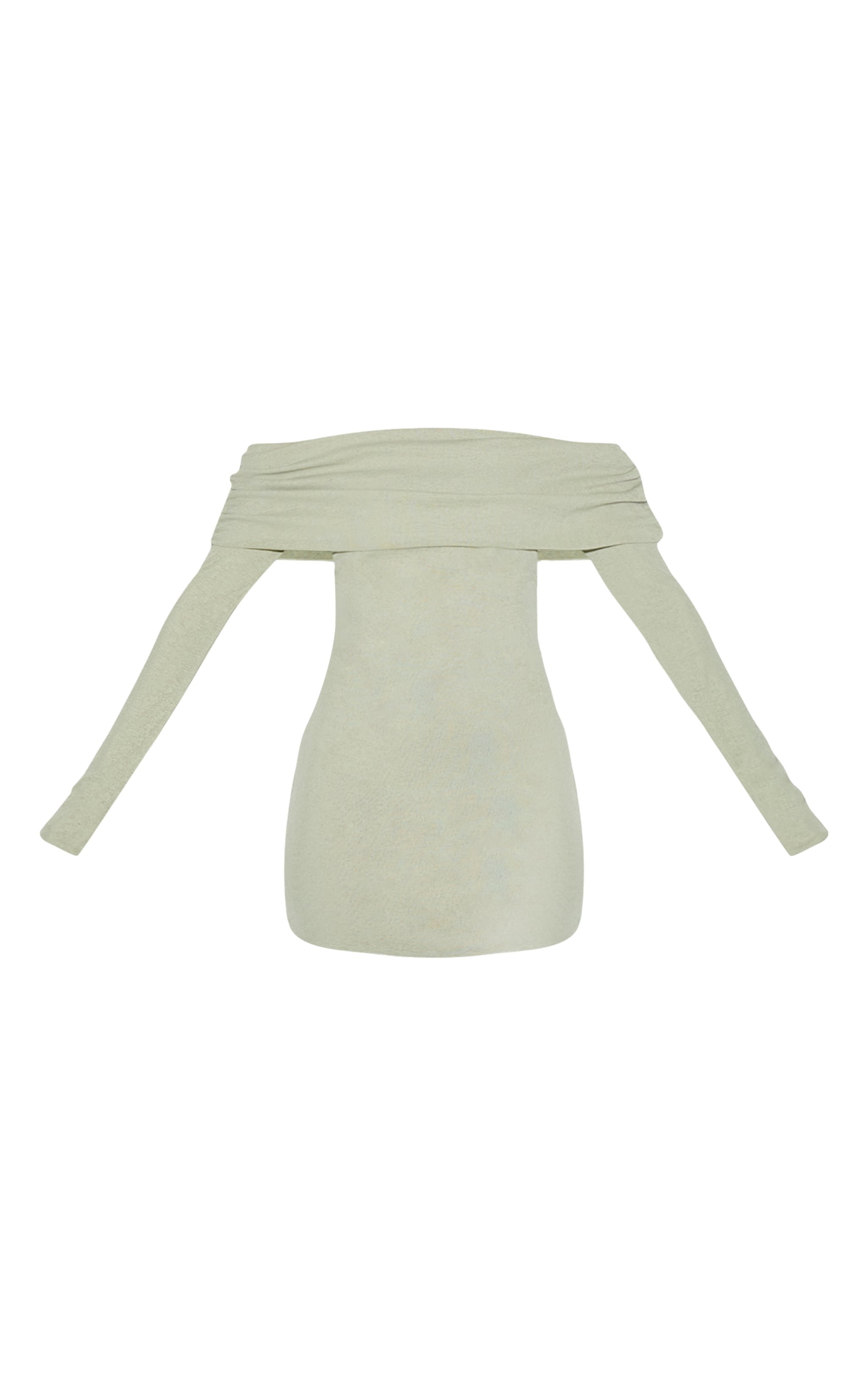 Sage Green Onion Skin Bardot Ruched Bodycon Dress image 5