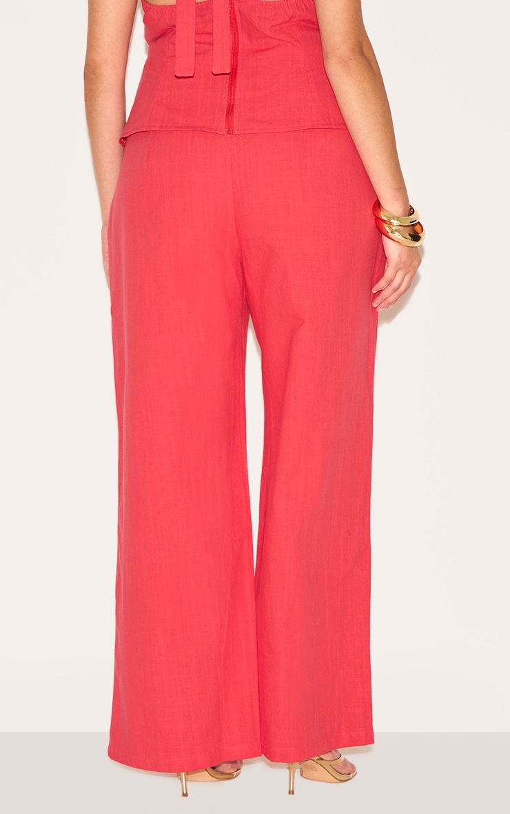 Plus Red Linen Pintuck Pant image 3