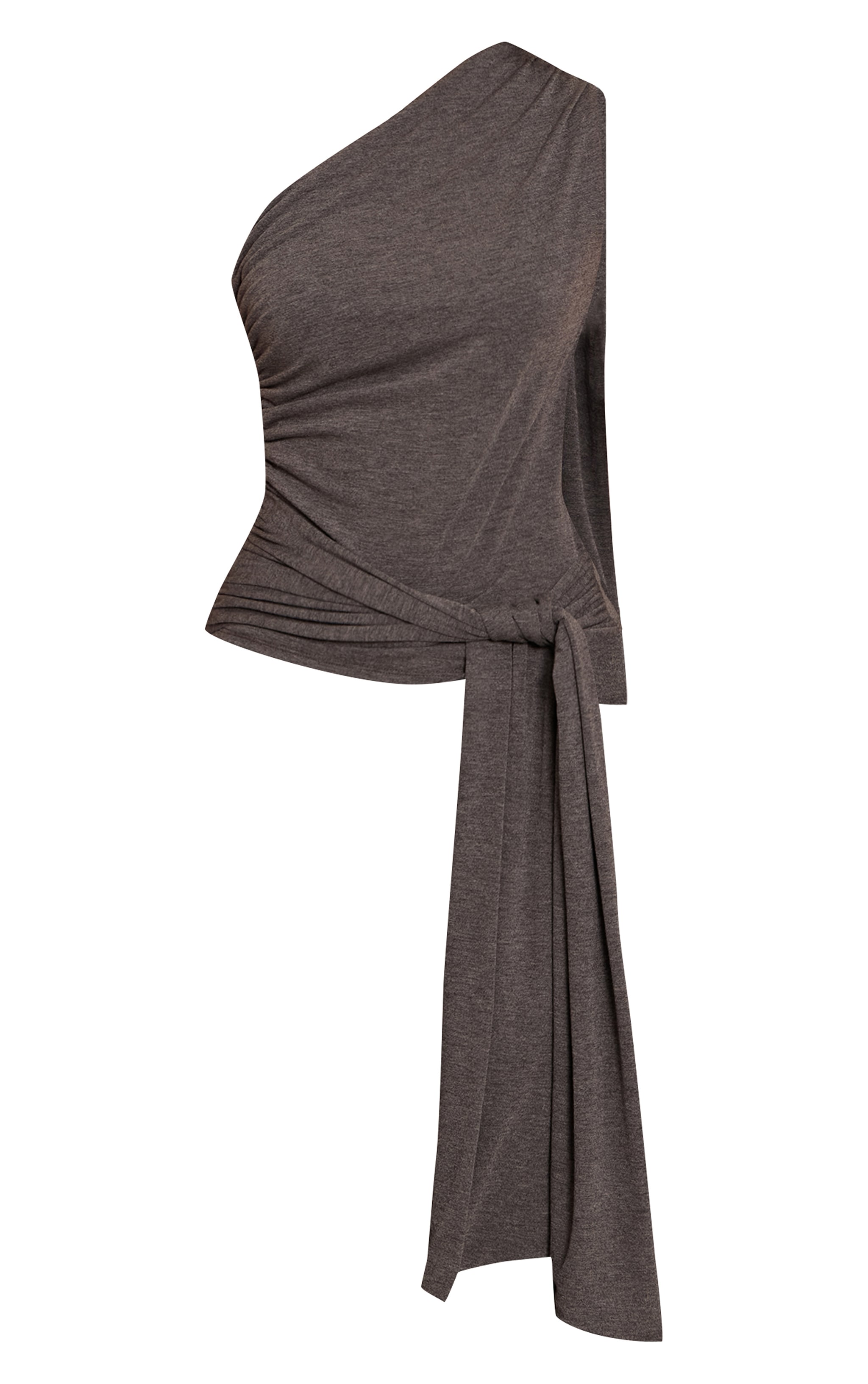 Charcoal Drape Tie Detail Asymmetric Top image 5