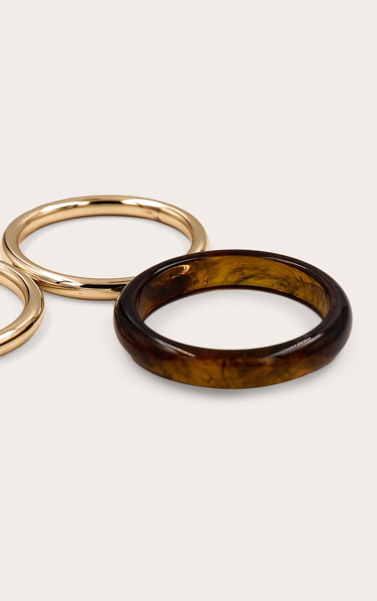 Gold Textured Multi-Pack Chunky Resin Bangles image 3