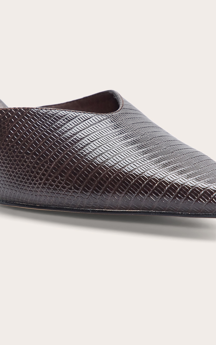 Chocolate Snake Point Toe Low Heel Mules image 5