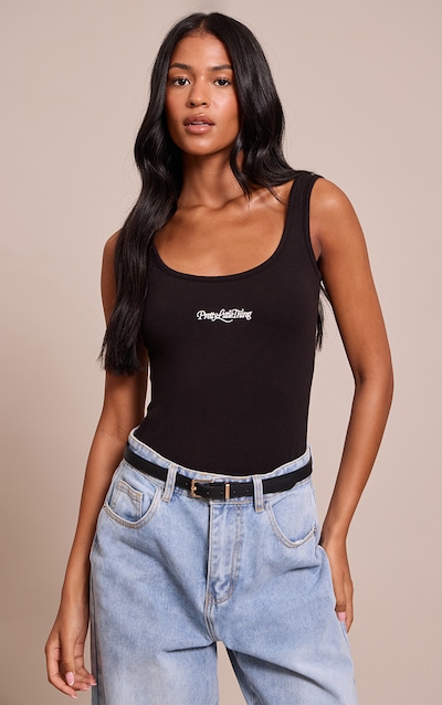 Tall Black Prettylittlething Scoop Neck Bodysuit