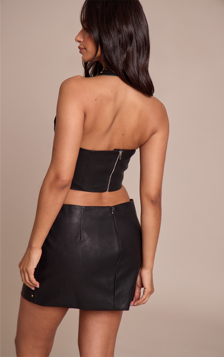Petite Black Stud Detail Mini Skirt image 3