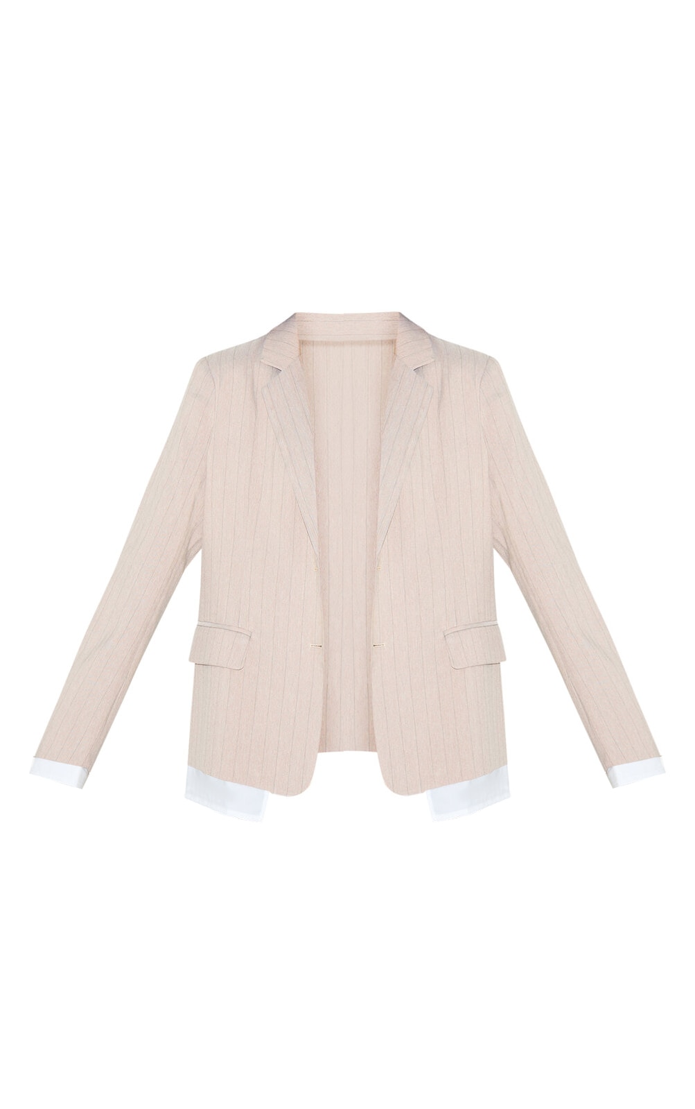 Taupe Pinstripe Shirt Detail Blazer image 5