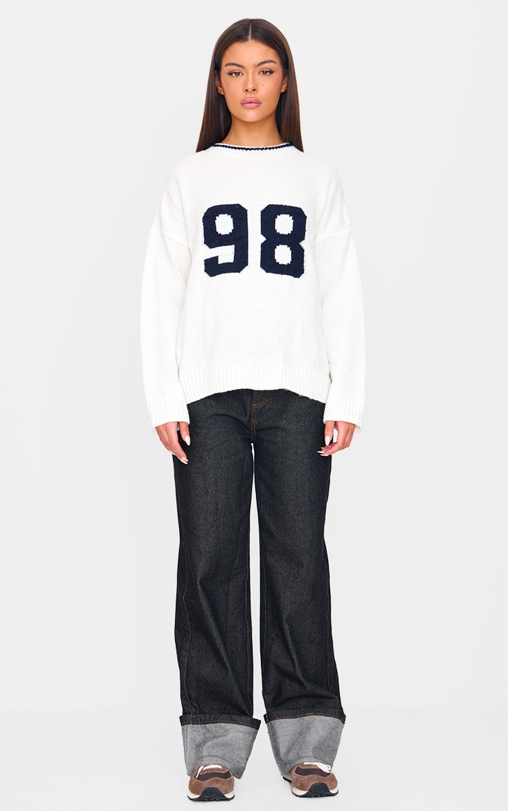 Monochrome Knit Oversized Embroidered Sweater image 3