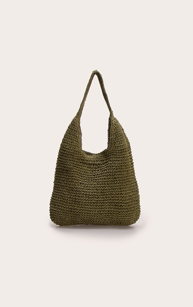 Olive Raffia Shoulder Bag image 2