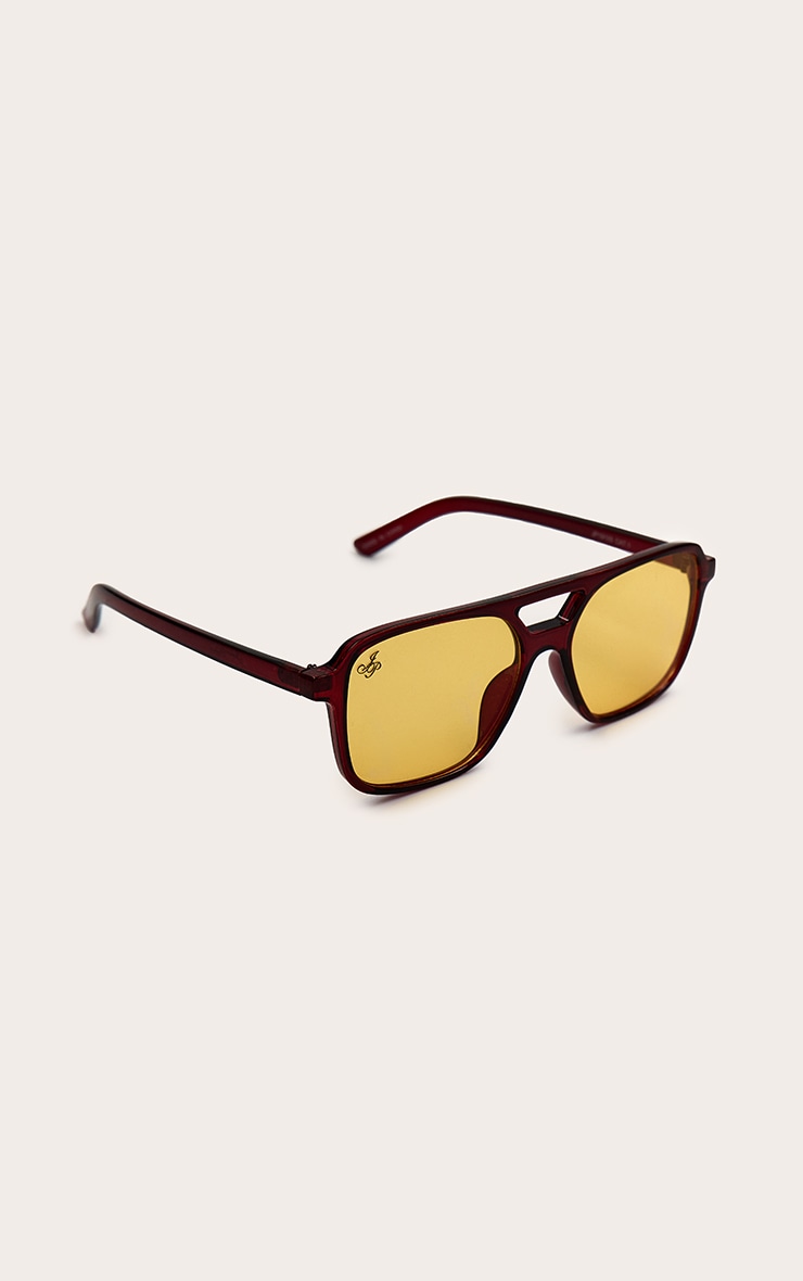 Jeepers Peepers Red Aviator Frame Yellow Lens Sunglasses image 2