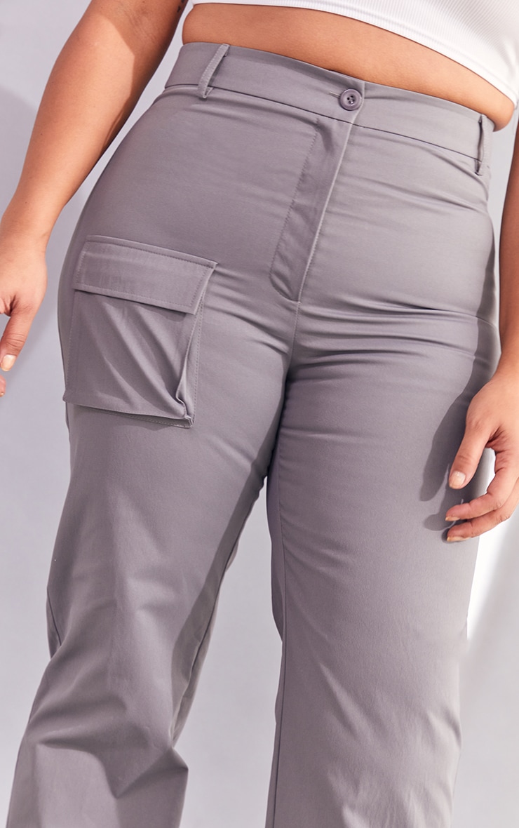 Plus Charcoal Pocket Front Cargo Trousers image 4