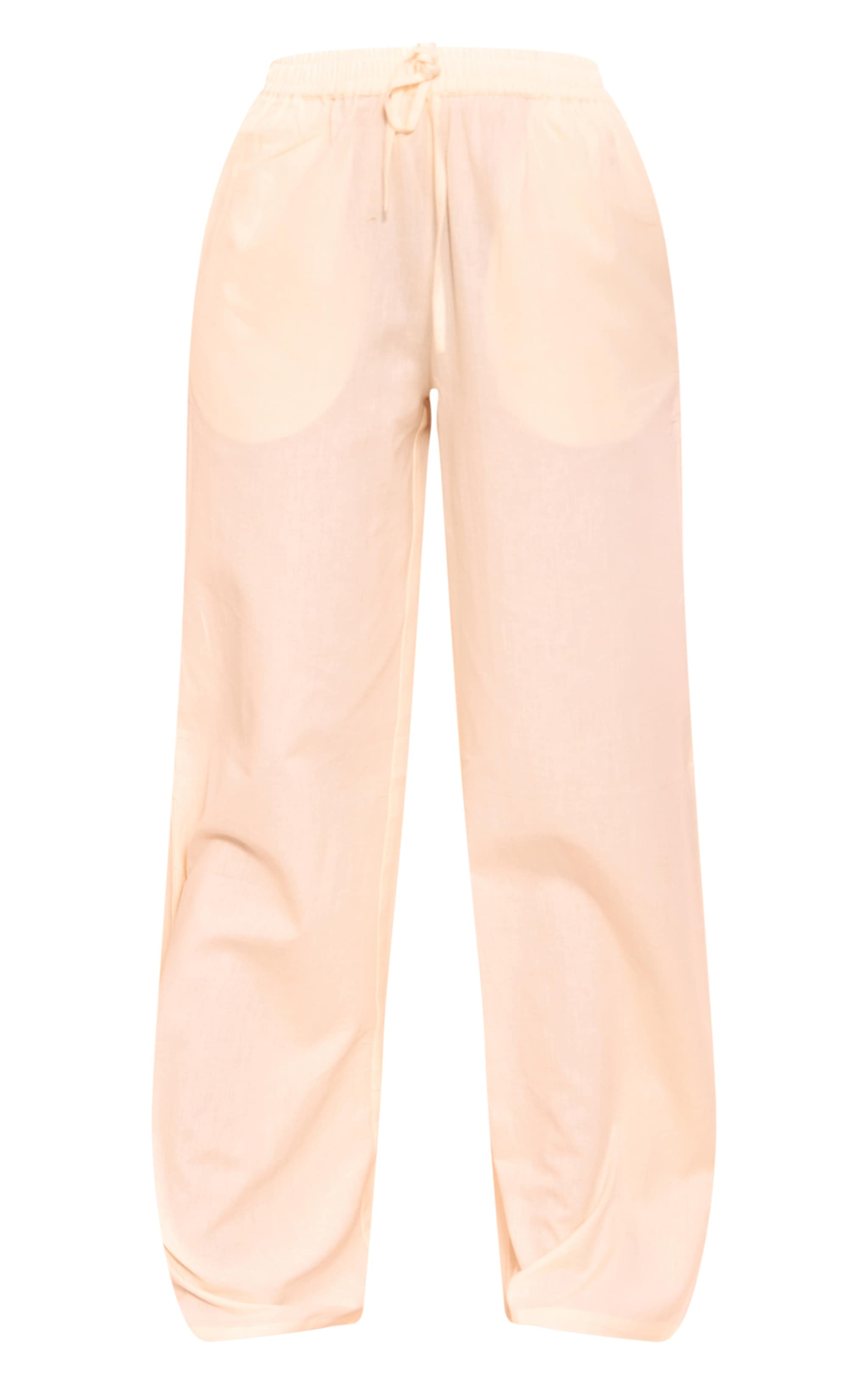 Tall Stone Linen Look Drawstring Extreme Wide Leg Trousers image 5