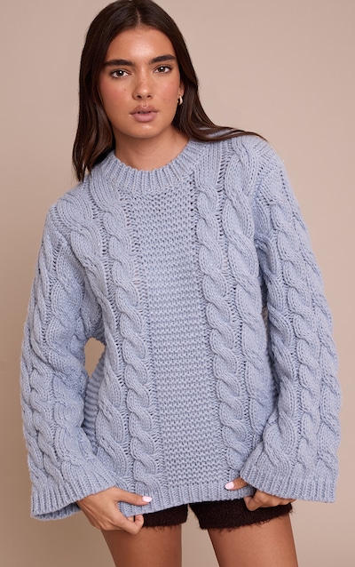 Powder Blue Cable Knit Sweater