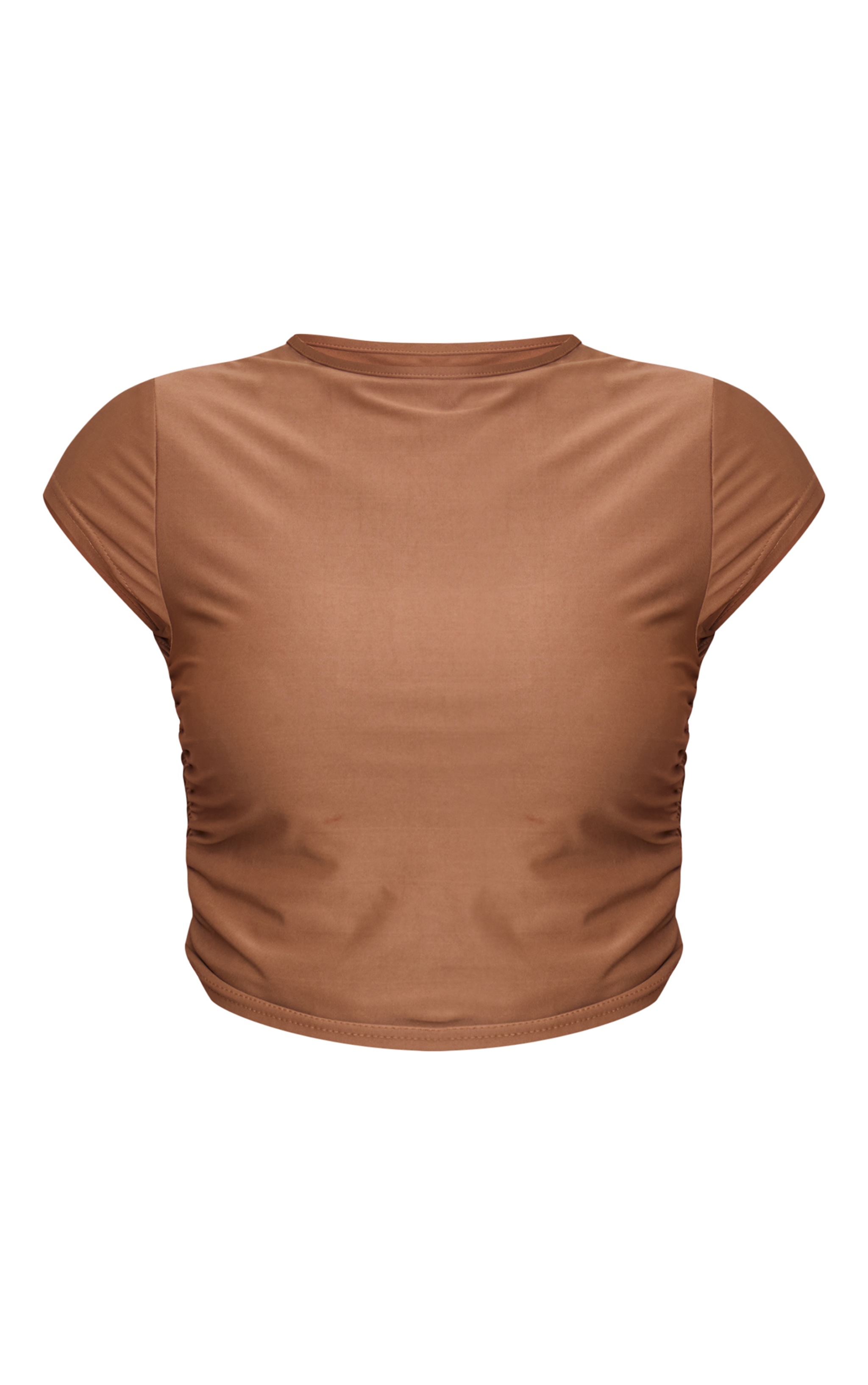 Taupe Slinky Ruched Detail Crop Top image 5