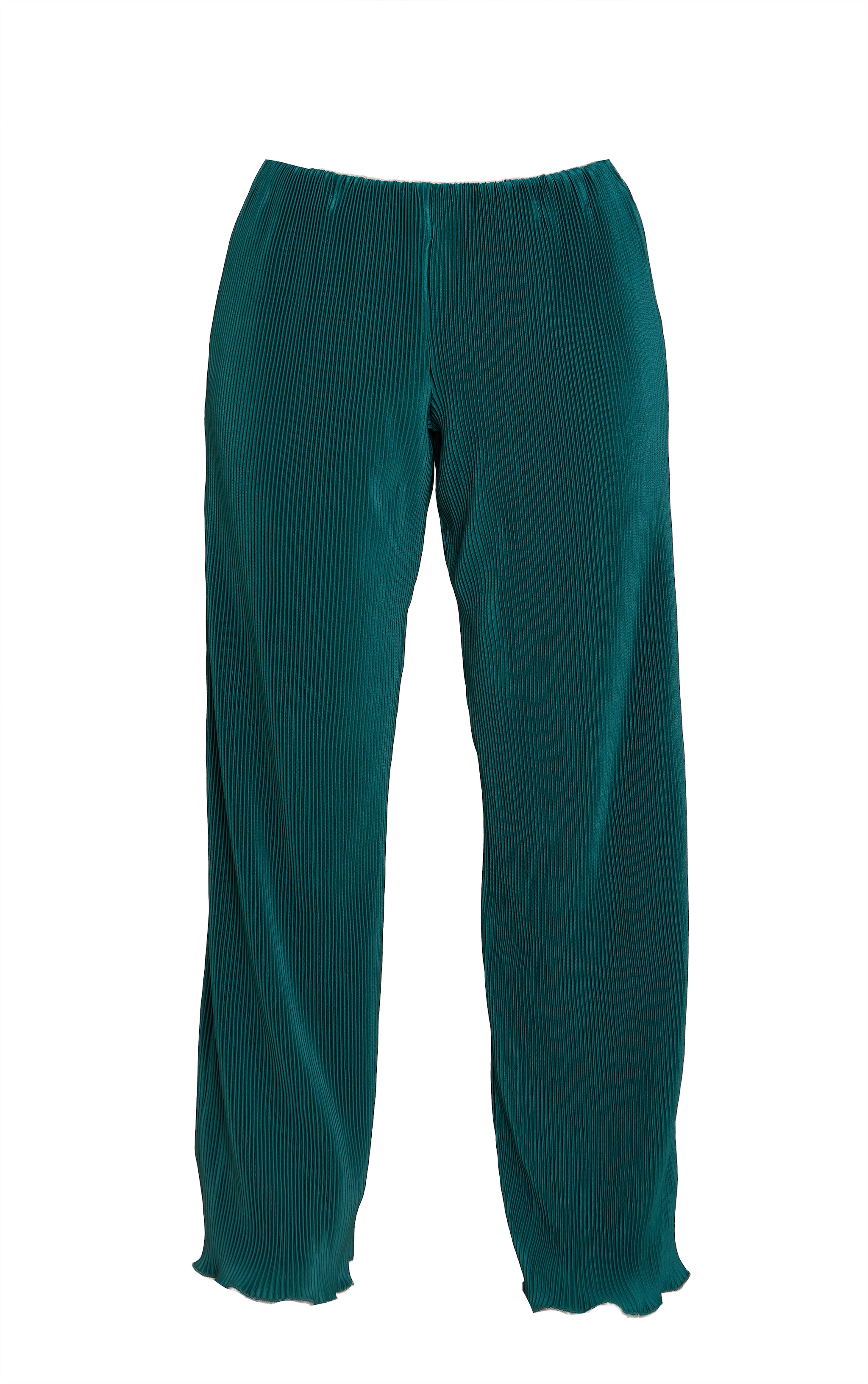 Petite Teal Plisse Frill Edge Wide Leg Pants image 5