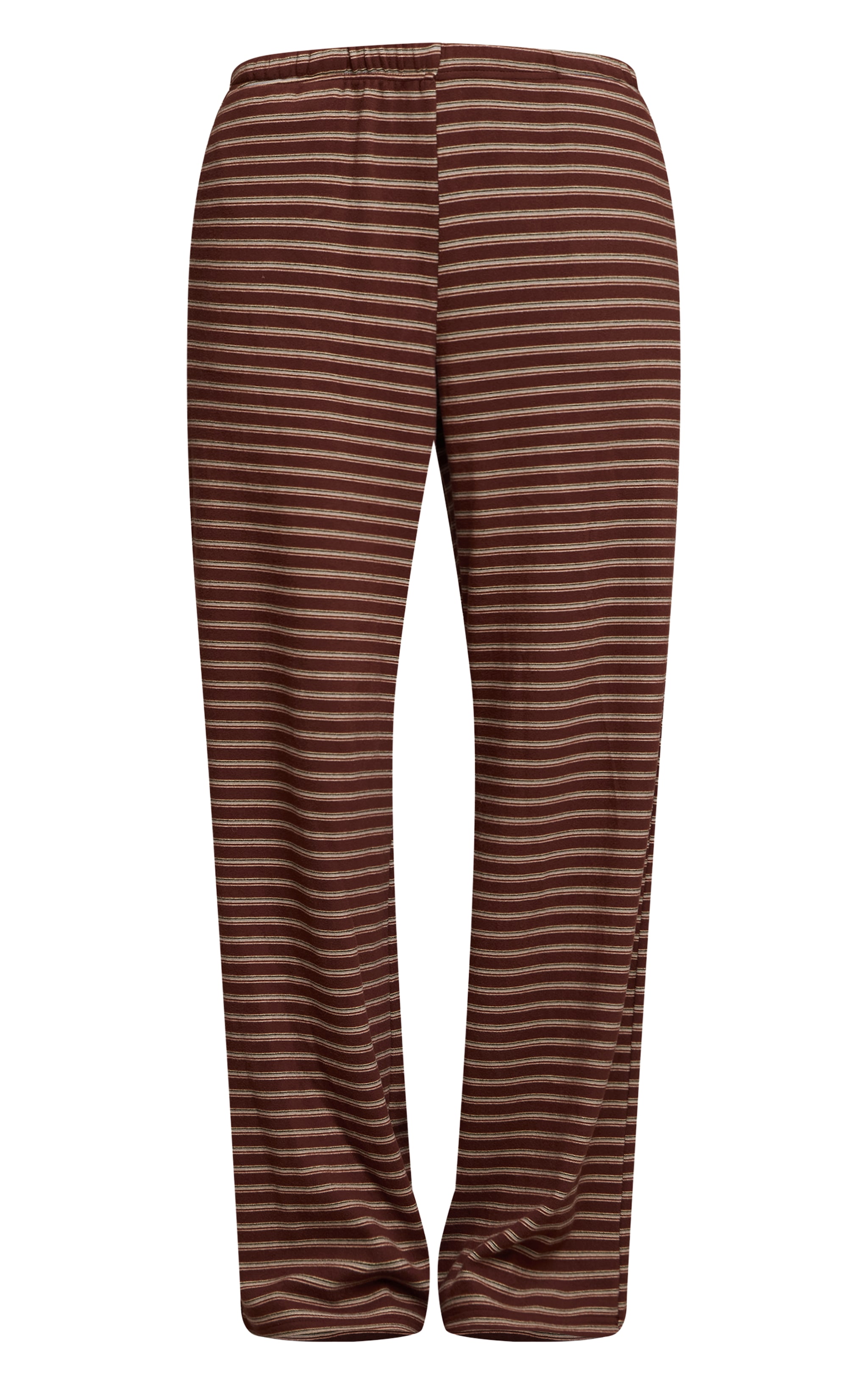 Dark Brown Soft Fleece Striped Straight Leg Pants image 5