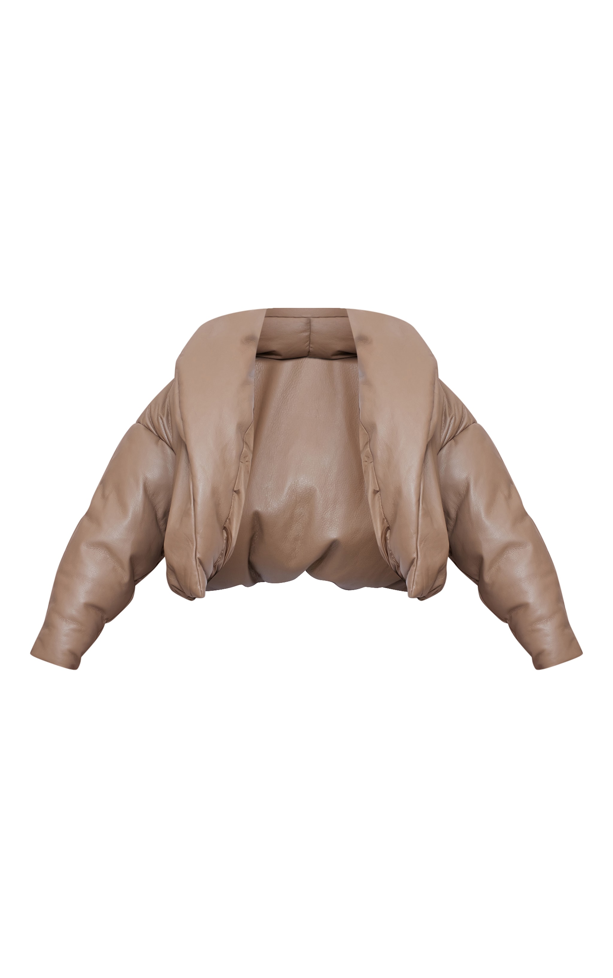 Mushroom Exaggerated Collar PU Cropped Puffer Coat image 5