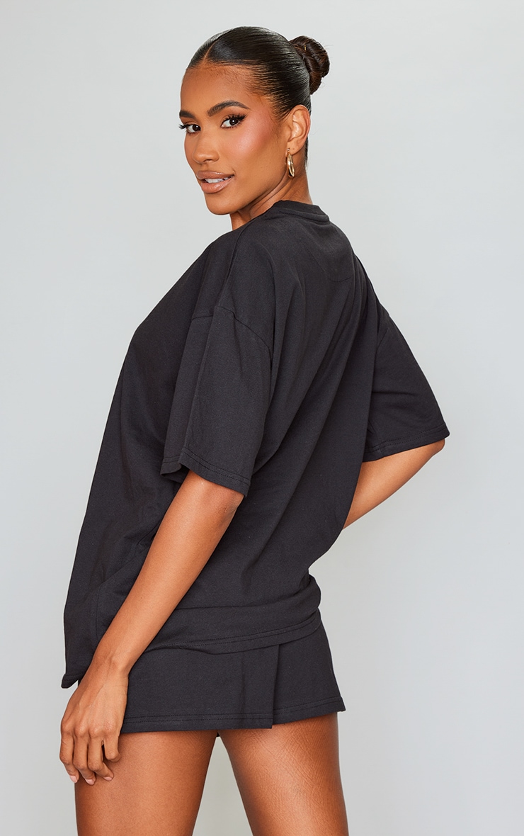 Tシャツ・カットソー PLAIN Oversized Black Shirt in Cotton Woman Black Cotton Basic Oversized T-shirt | Tops
