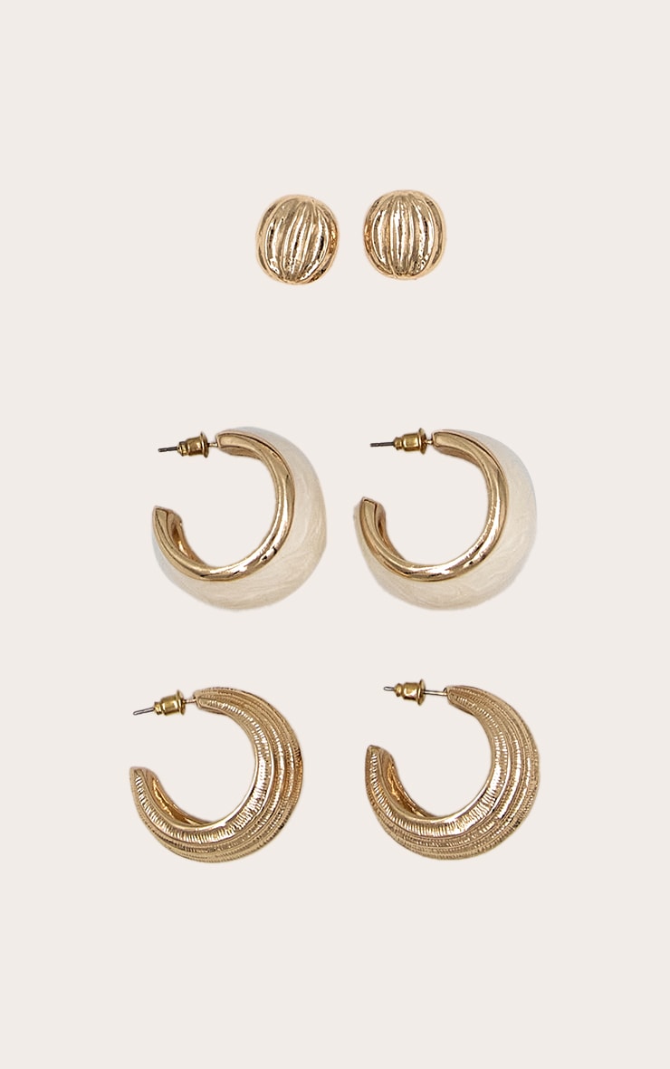 Gold Statement Earring Multi-Pack With Enamel Detail image 2