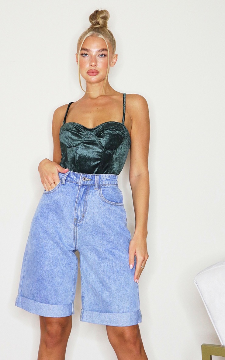 Emerald Velvet Structured Corset Top