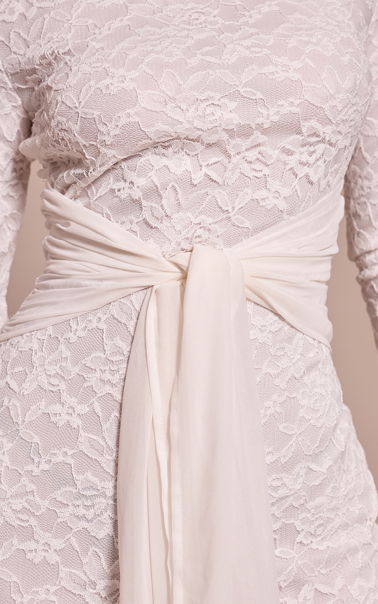 Petite White Lace Fitted Romper With Wrap Around Detail image 4