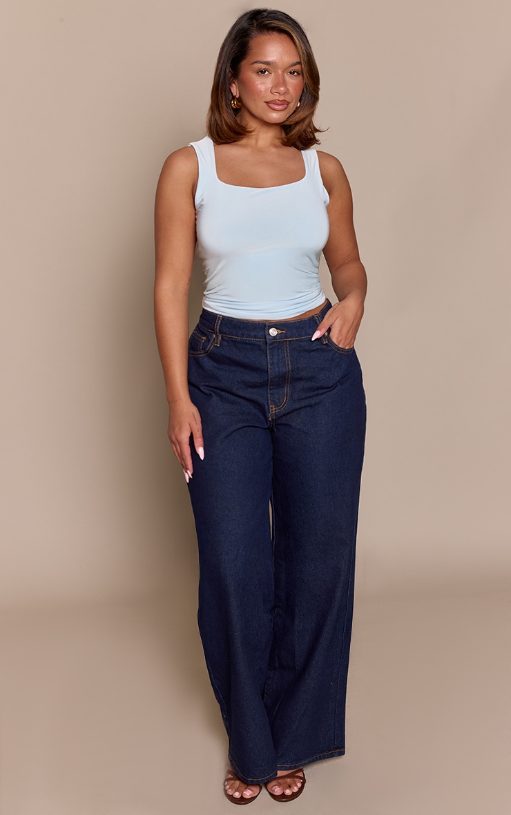 Shape Powder Blue Slinky Square Neck Top image 3