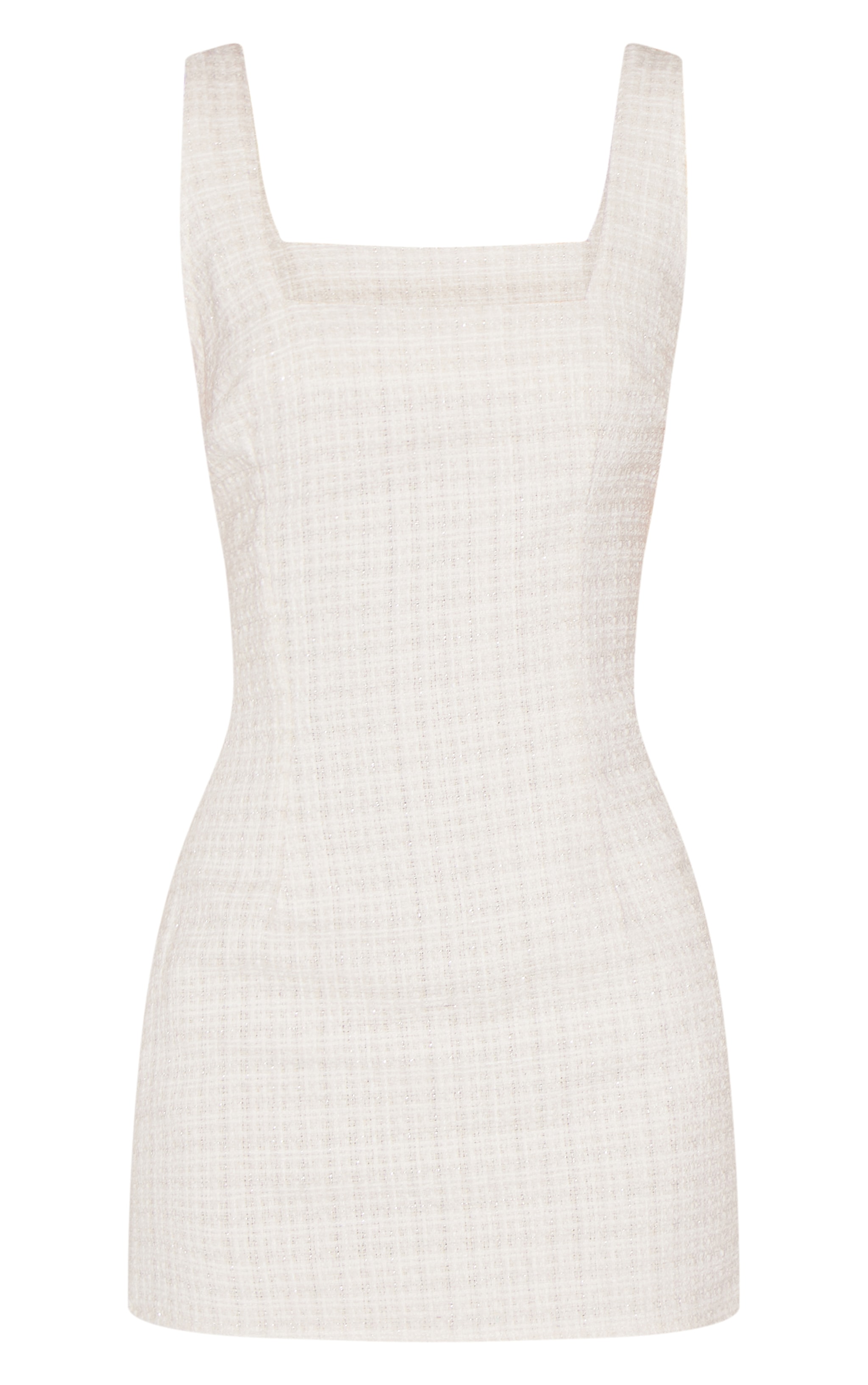Almond Boucle Square Neck Mini Dress image 5