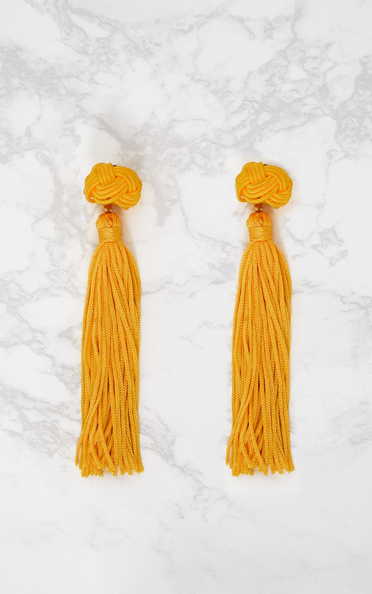 Yellow Knotted Tassel Earrings. Accessories PrettyLittleThing
