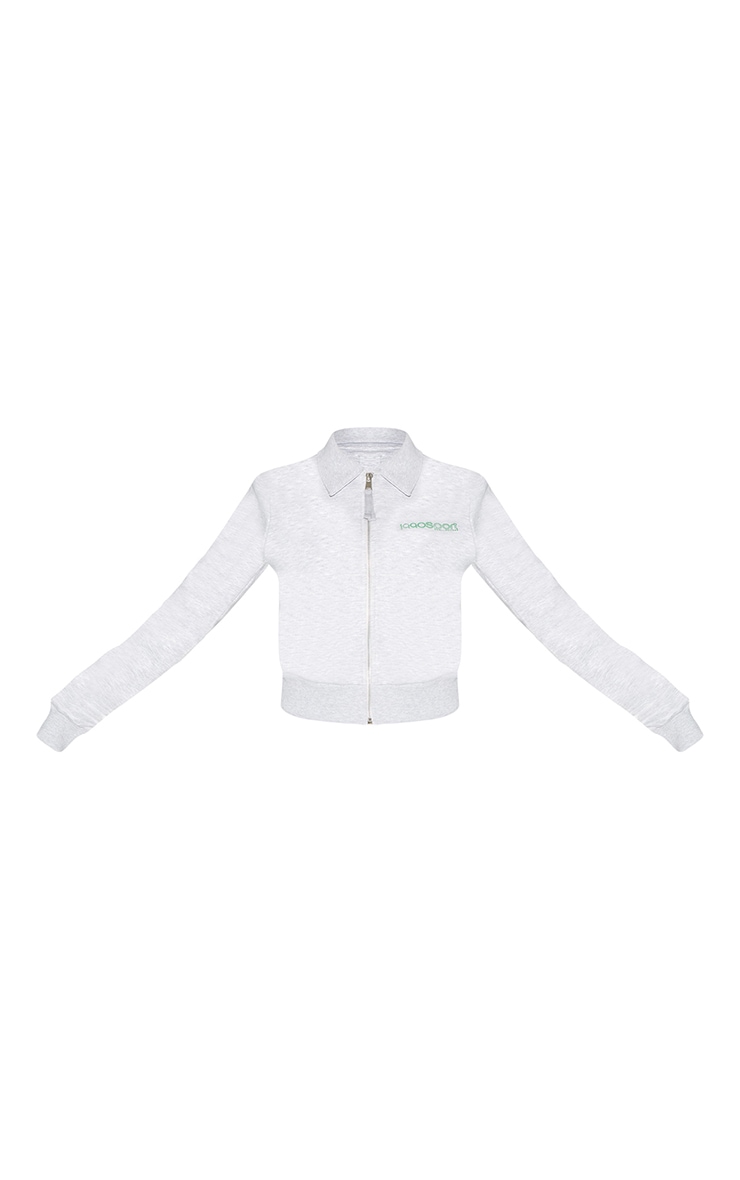 Ash Grey Fitted Zip Through Collar Sweatshirt image 5