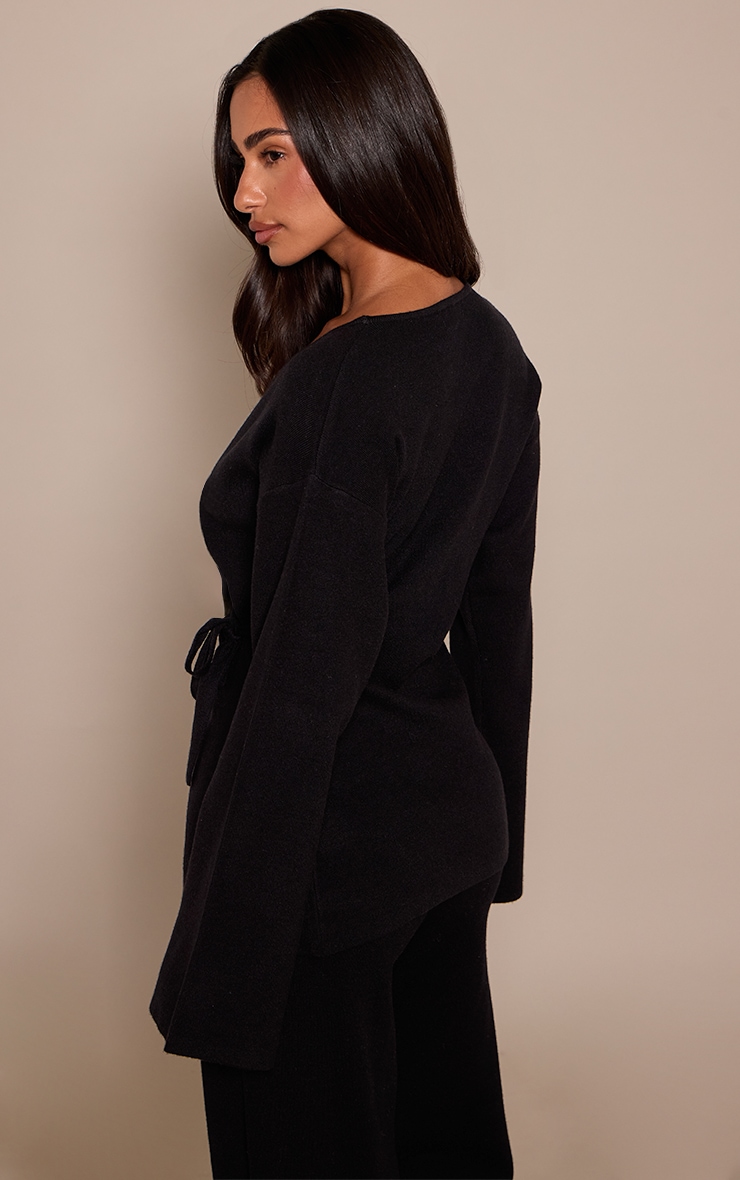 Petite Black Long Sleeve Wrap Cardigan  image 2