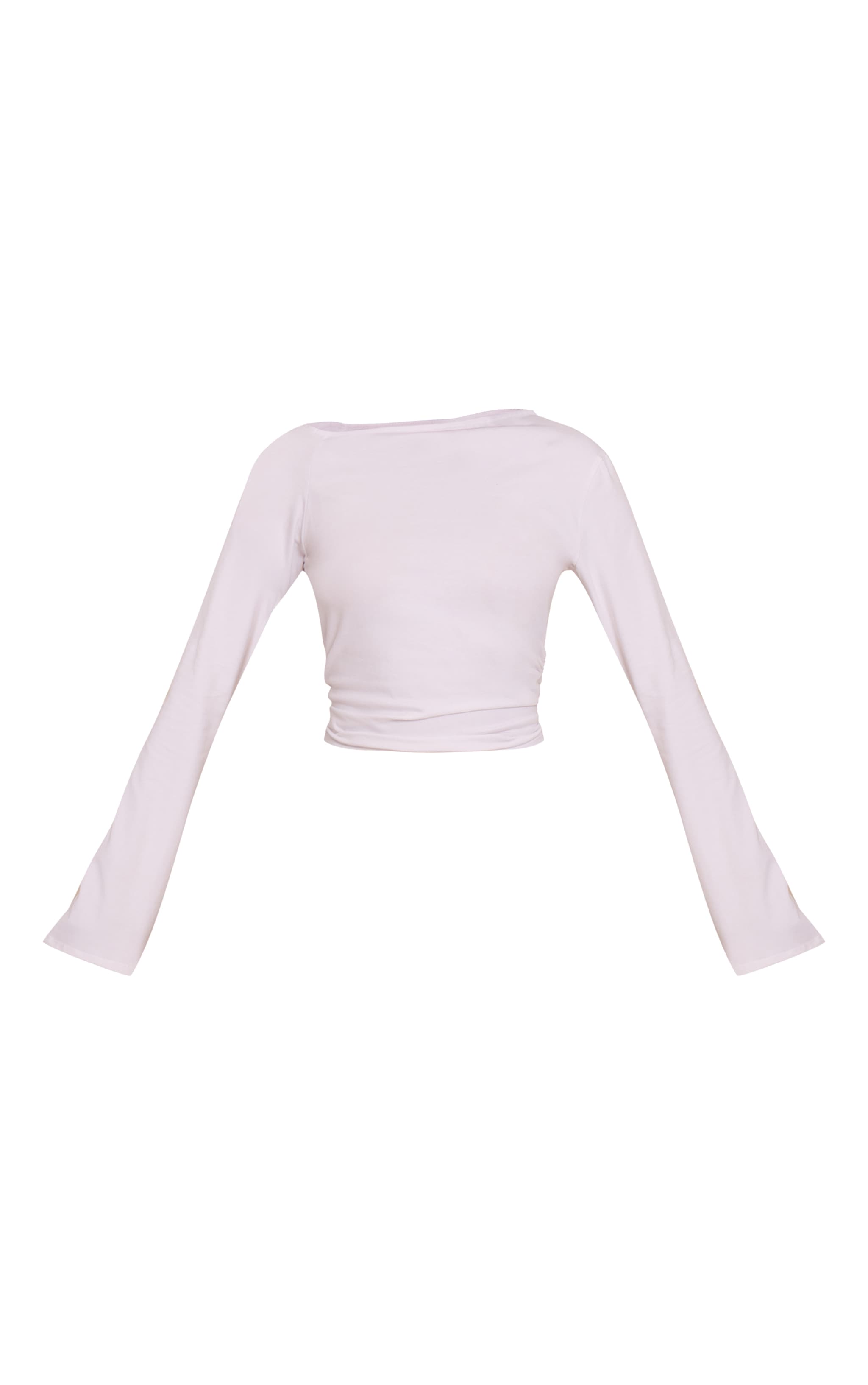 Top asymétrique en coton blanc à manches longues image 5