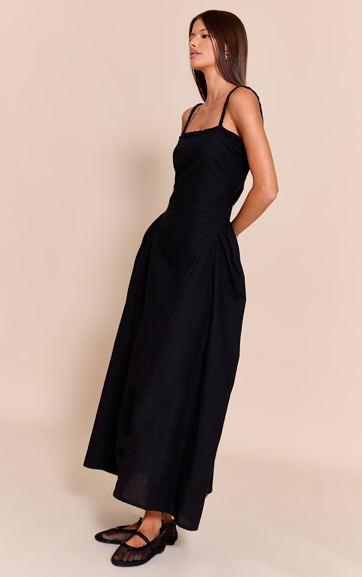 Robe Mi-Longue Tressée Noire Taille en V image 3