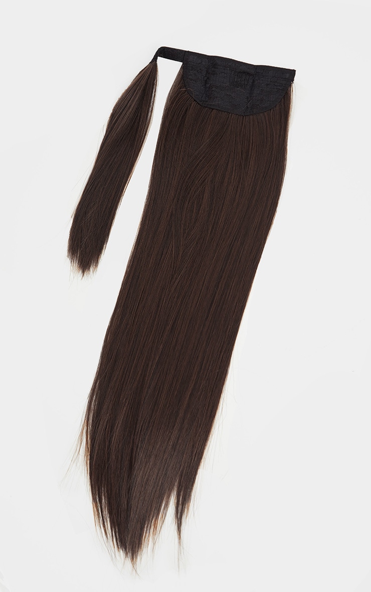 LullaBellz Longues extensions lisses à clipser Straight Pony 66 cm Dark Brown image 5