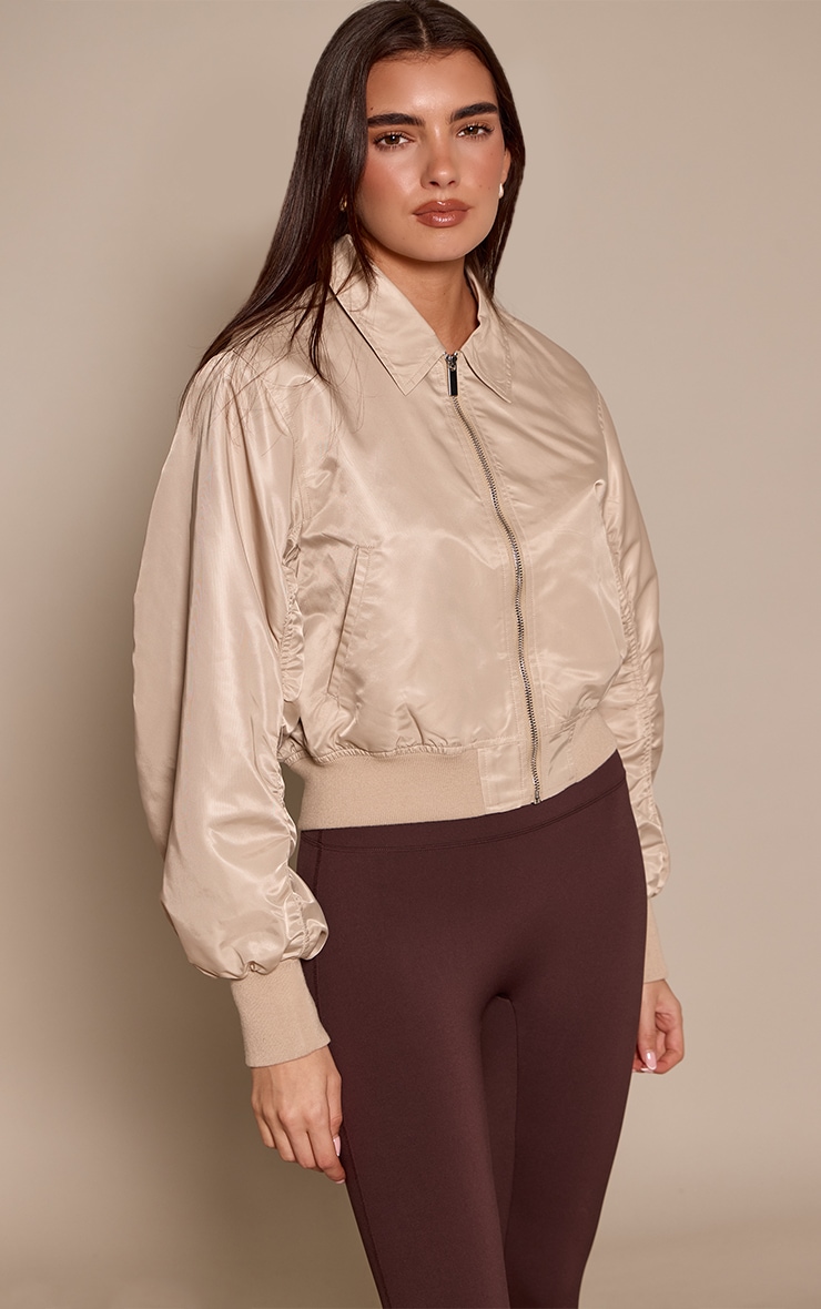 Stone Cropped Nylon Bomber Jacket image 1