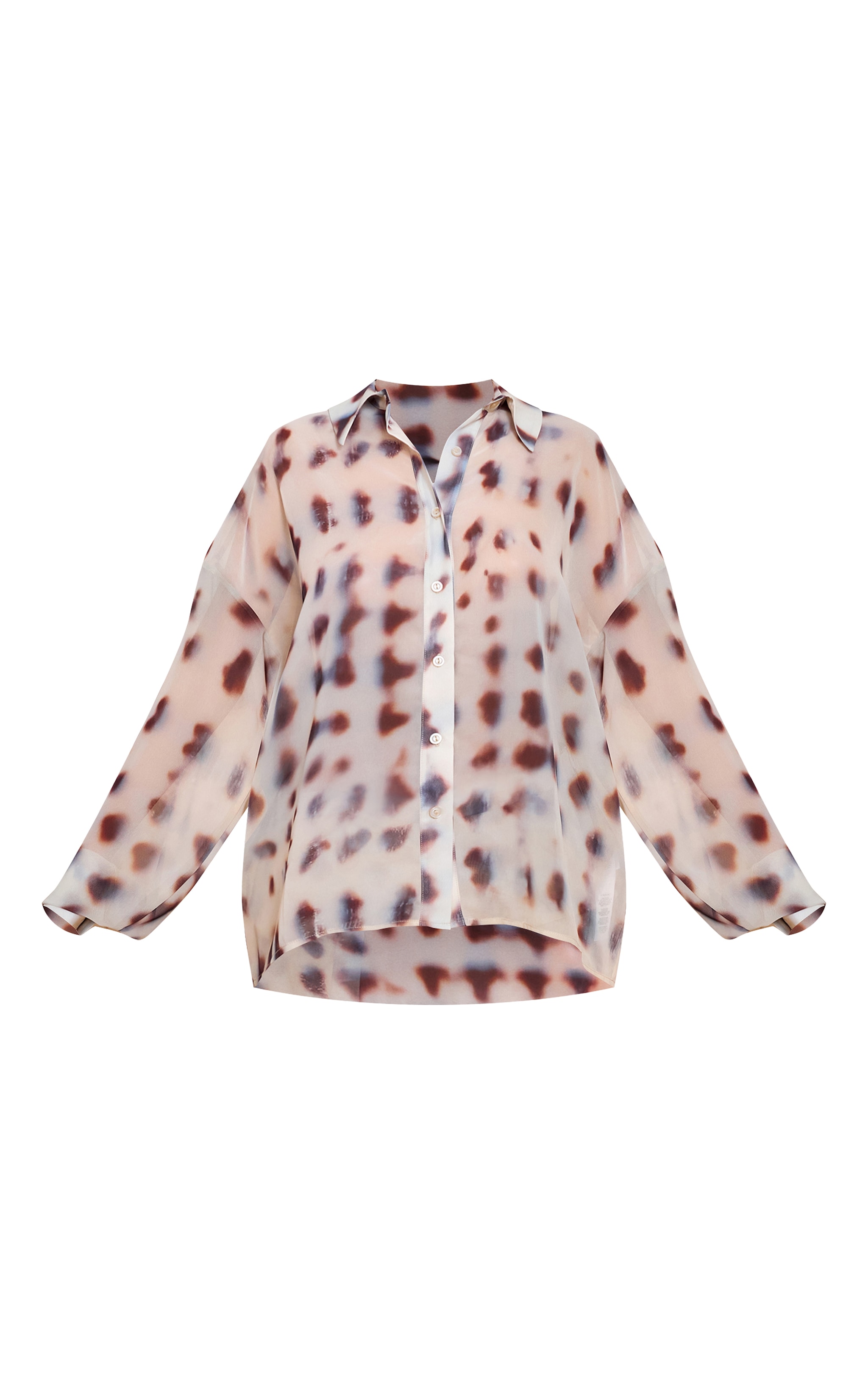 Cream Chiffon Printed Oversized Shirt image 5