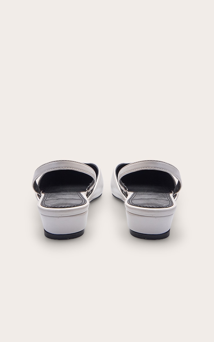 Cream Chiseled Toe Flat Kitten Wedge Mule image 4