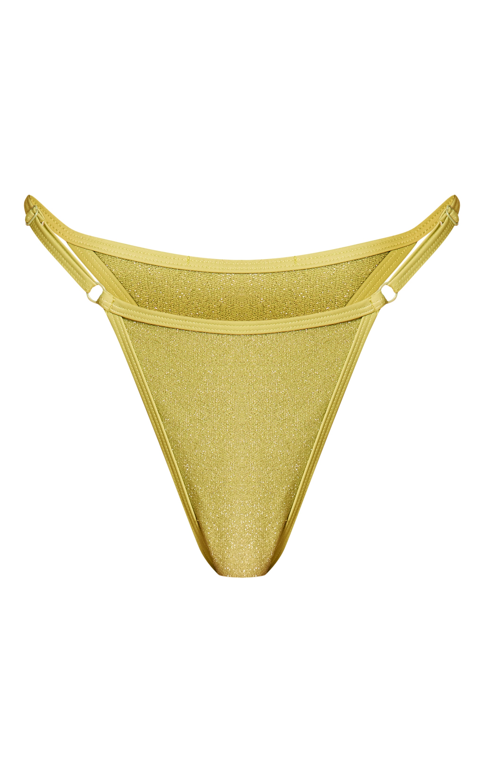 Sage Green Textured Lurex Tanga Bikini Bottoms image 5