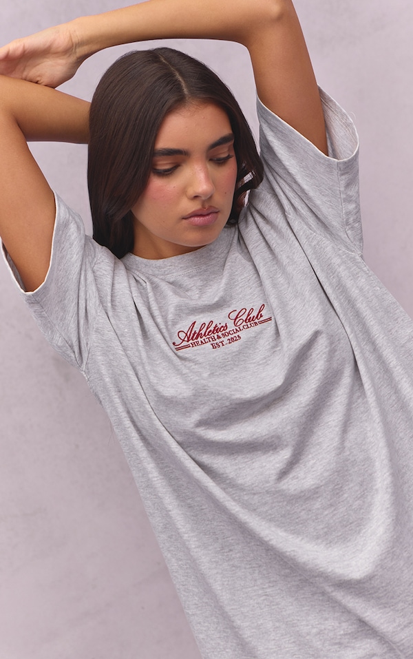 Ash Grey Athletics Club Oversized T-Shirt