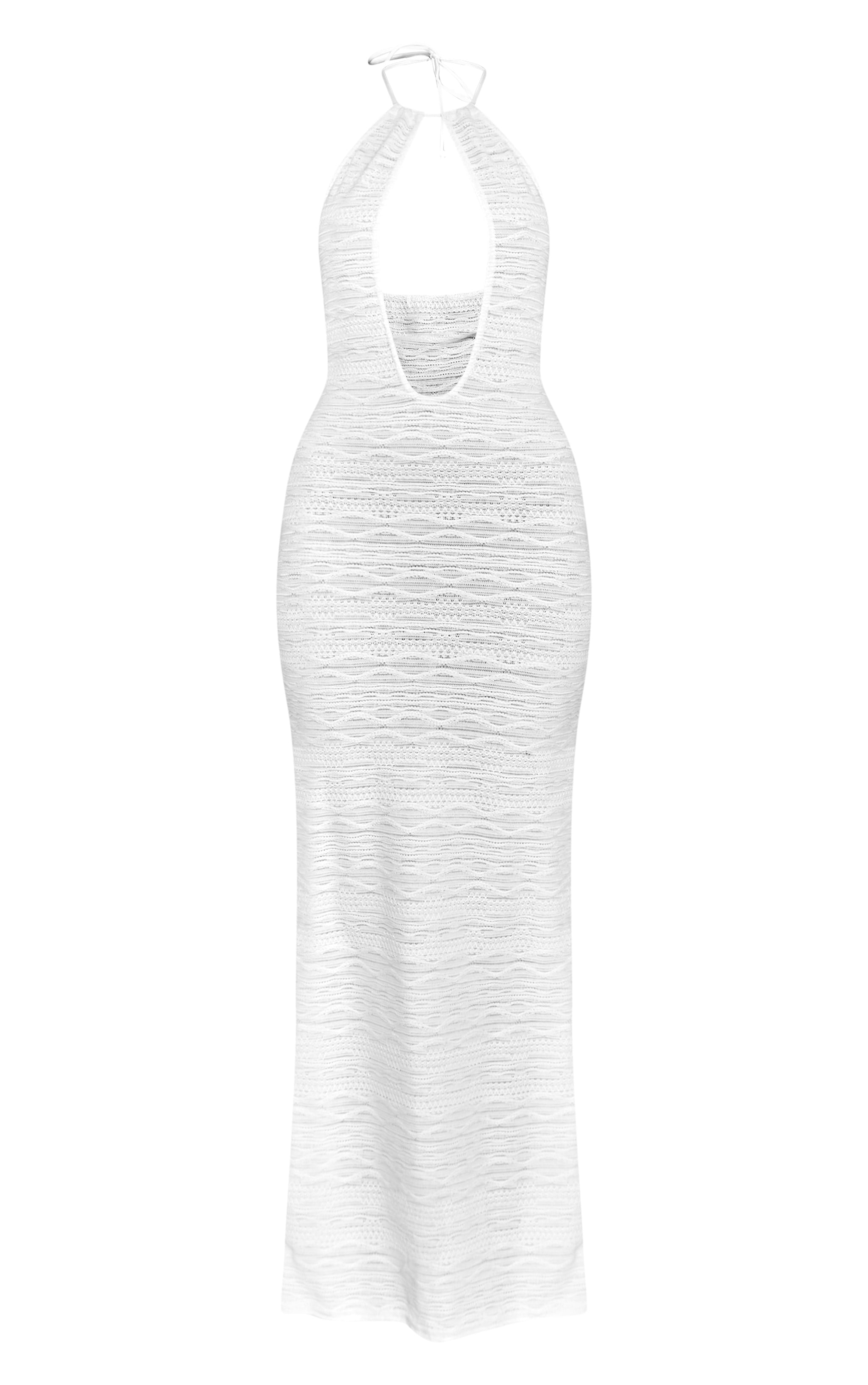White Textured Keyhole Maxi Dress image 5