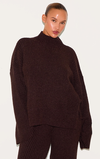 Plus Chocolate Rib Boucle Knit Oversized Jumper