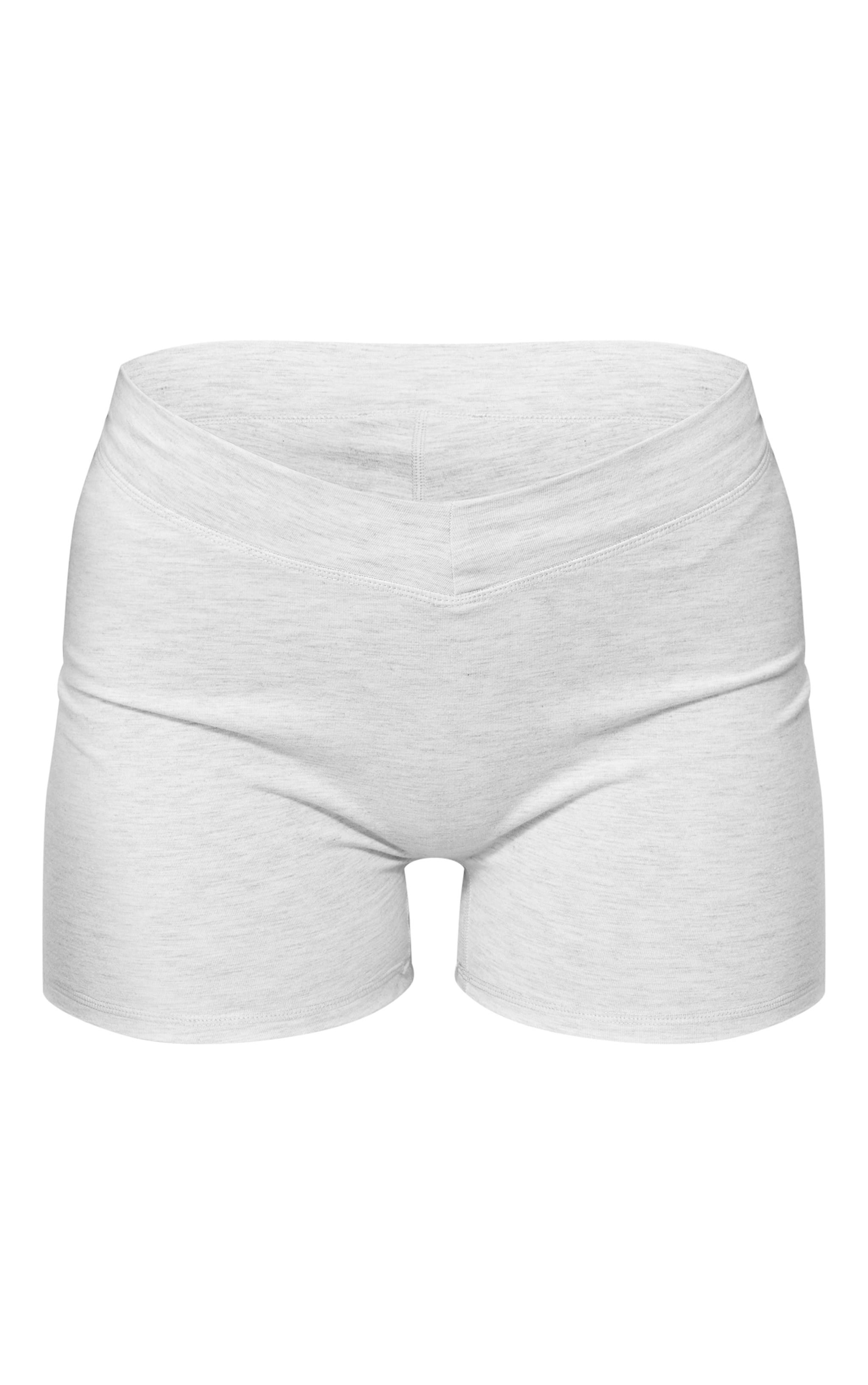 Ash Grey Marl Cotton Dip Waist Hot Pants image 6