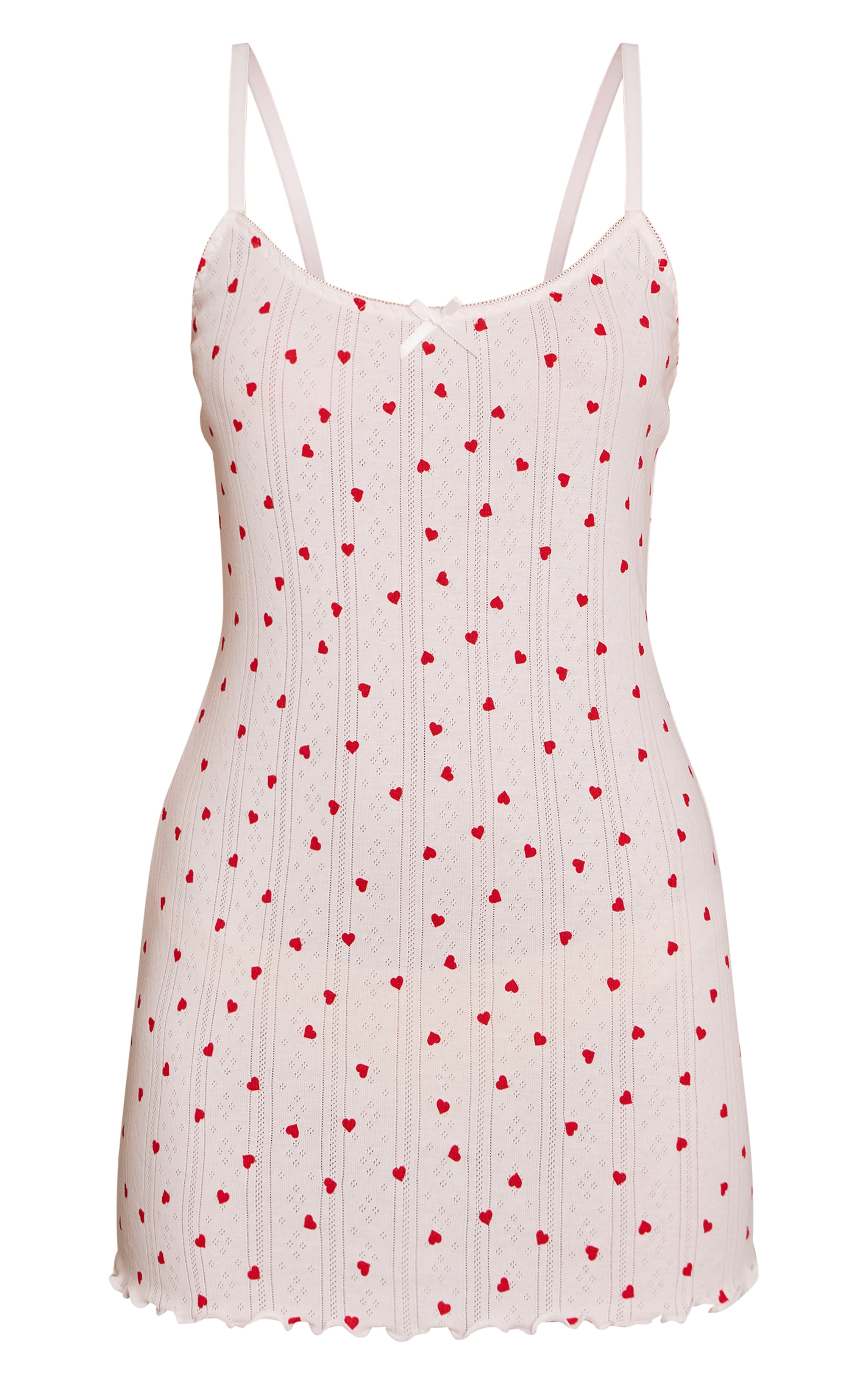Red Heart Print Pointelle Mini Pyjama Dress image 5